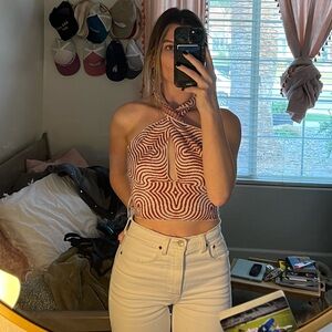 Abstract Halter Top